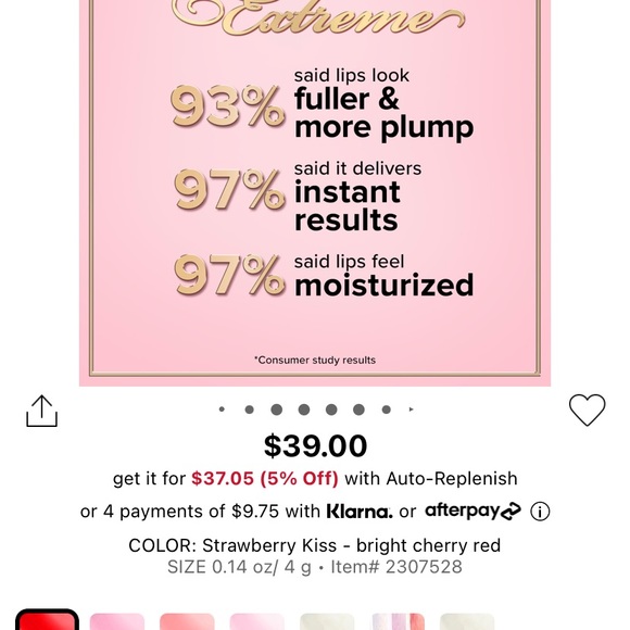 TOO FACED LIP INJECTION EXTREME STRAWBERRY KISS - Picture 4 of 5